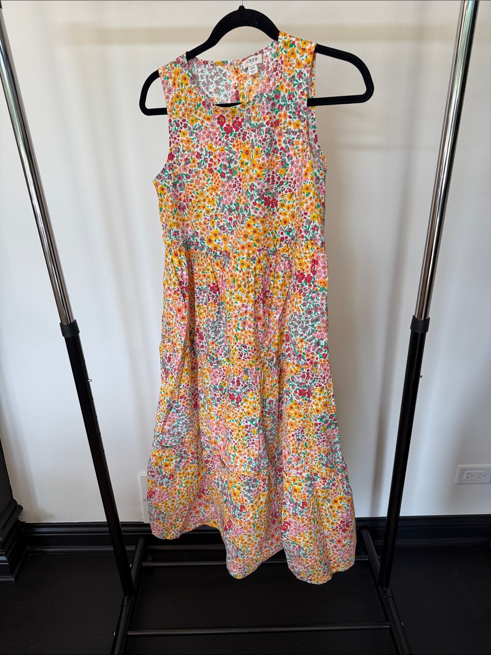 J. Crew Sleeveless Floral Maxi Dress in Yellow Pink Green